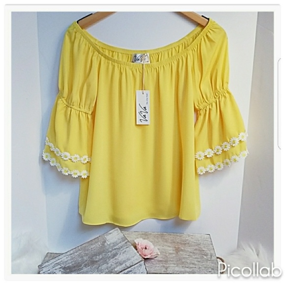 Tops - Yellow Soldana Off-Shoulder blouse